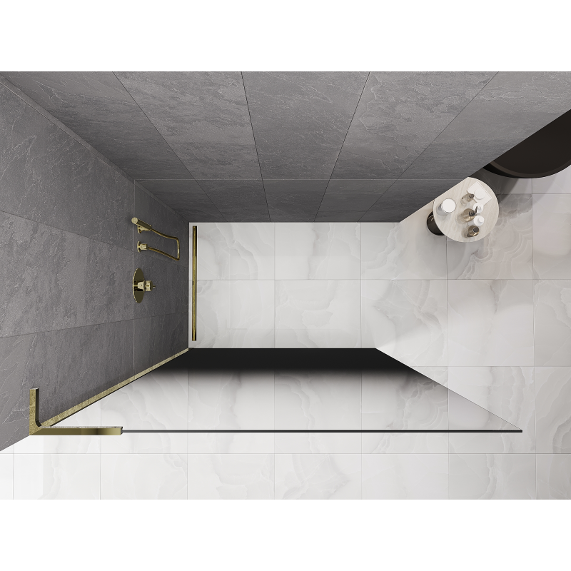 Mexen Kioto L Душ стена Walk-in 120 x 200 cm, омбре черна 8 mm, златна - 800-120-103-50-76