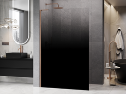 Mexen Kioto L душ стена Walk-in 90 x 200 cm, омбре черна 8 mm, четкана мед - 800-090-103-65-76