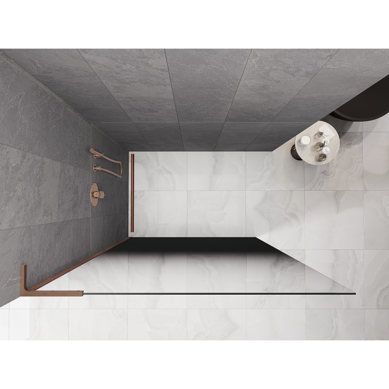 Mexen Kioto L душ стена Walk-in 90 x 200 cm, омбре черна 8 mm, четкана мед - 800-090-103-65-76