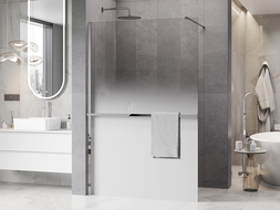 Mexen Kioto+ душ параван с рафт Walk-in 70 x 200 см, омбре бял 8 мм, хром - 800-070-121-01-86