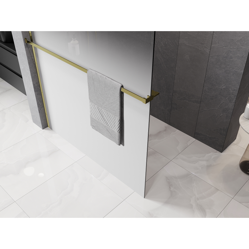 Mexen Kioto+ душ стена с рафт Walk-in 90 x 200 см, бял омбре 8 мм, златна - 800-090-121-50-86