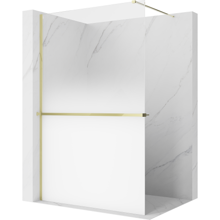 Mexen Kioto+ душ панел с рафт Walk-in 140 x 200 см, омбре бяла 8 мм, златна - 800-140-121-50-86