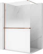 Mexen Kioto+ Душ панел със рафт Walk-in 70 x 200 см, бяла омбре 8 мм, розово злато