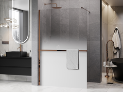 Mexen Kioto+ стенна преграда за душ с рафт Walk-in 130 x 200 см, омбре бяла 8 мм,