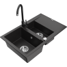 Mexen Gaspar гранитна мивка с 1,5 камери с отцедник и кухненски смесител Telma,