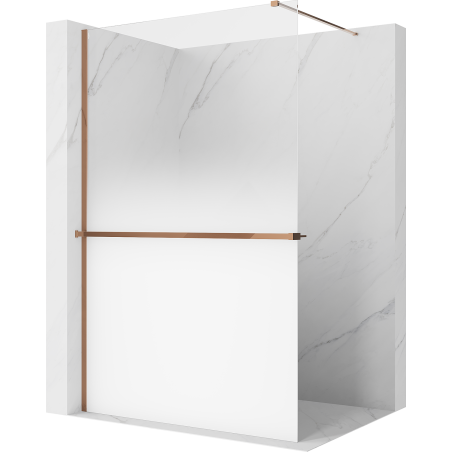 Mexen Kioto+ душ панел със стелаж Walk-in 150 x 200 cm, бялa омбре 8 мм, розово злато