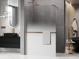 Mexen Kioto+ душ преграда с рафт Walk-in 80 x 200 cm, омбре бяло 8 mm, матова мед