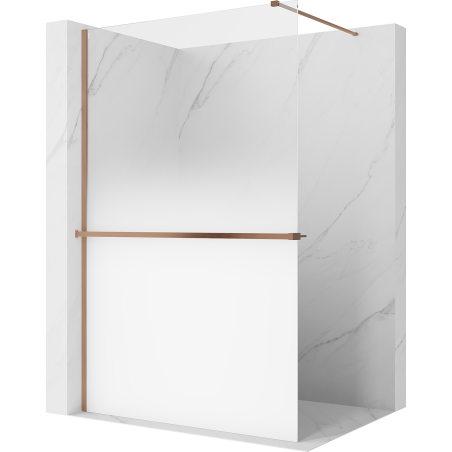 Mexen Kioto+ душ стена с рафт Walk-in 90 x 200 см, омбре бяла 8 мм, матирана мед