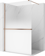 Mexen Kioto+ душ стена с рафт Walk-in 120 x 200 см, омбре бяла 8 мм, мед четкана