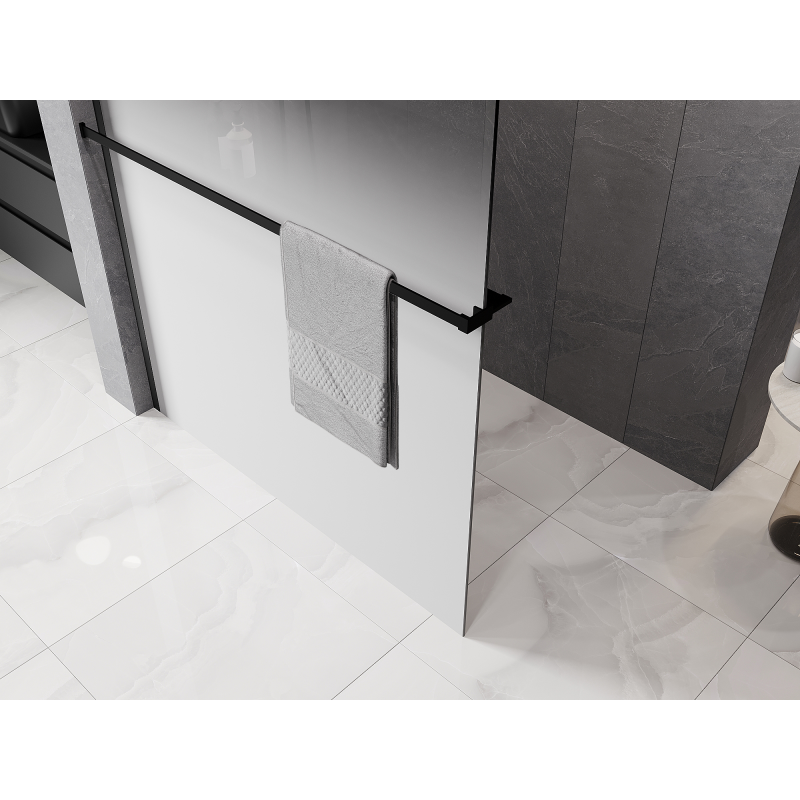 Mexen Kioto+ душ параван с рафт Walk-in 130 x 200 см, омбре бял 8 мм, черен - 800-130-121-70-86