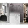 Mexen Kioto+ душ параван с рафт Walk-in 130 x 200 см, омбре бял 8 мм, черен - 800-130-121-70-86