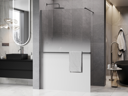 Mexen Kioto+ душ преграда с рафт Walk-in 140 x 200 см, бяло омбре 8 мм, гън метал