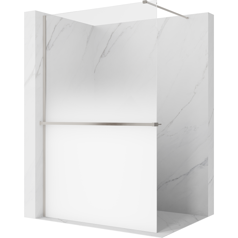 Mexen Kioto+ Душ стена с рафт Walk-in 120 x 200 см, бял омбре 8 мм, матиран никел