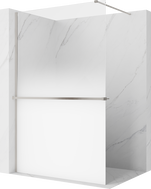 Mexen Kioto+ Душ стена с рафт Walk-in 120 x 200 см, бял омбре 8 мм, матиран никел