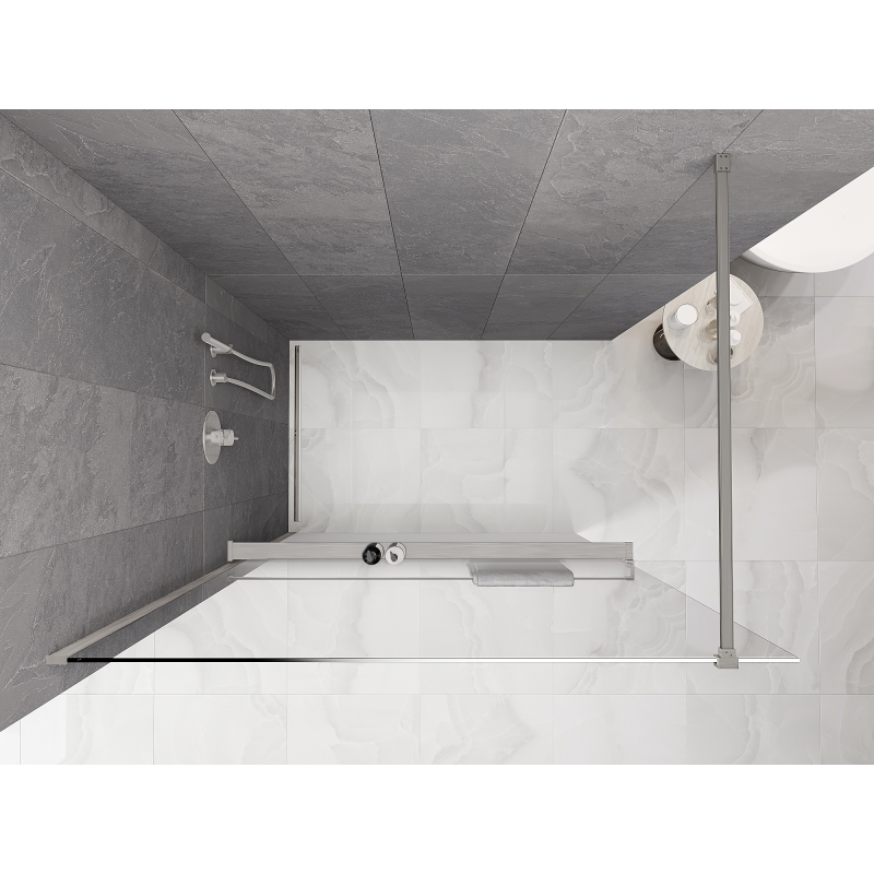 Mexen Kioto+ Преградна душ стена с рафт Walk-in 140 x 200 см, бяла омбре 8 мм, четкан