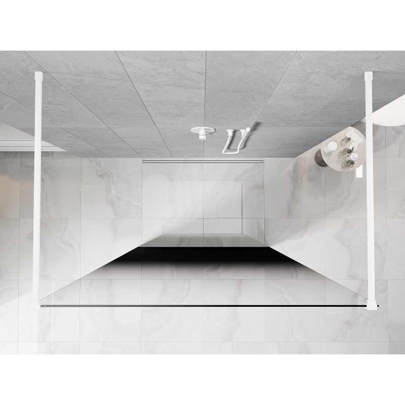 Mexen Kioto подова стояща душ стена 150 x 200 cm, омбре черна 8 mm, бяла - 800-150-002-20-76