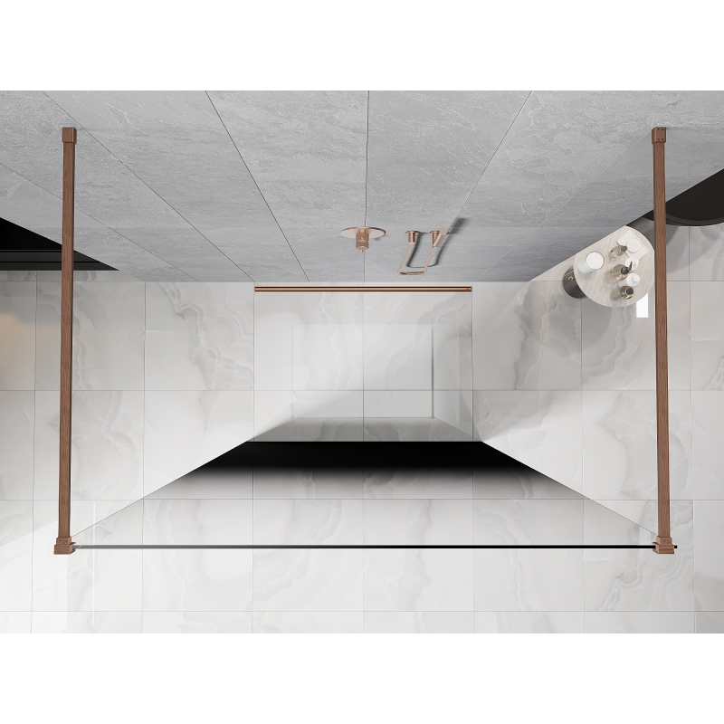 Mexen Kioto самостоятелна душ кабина 120 x 200 см, омбре черна 8 мм, четкана мед