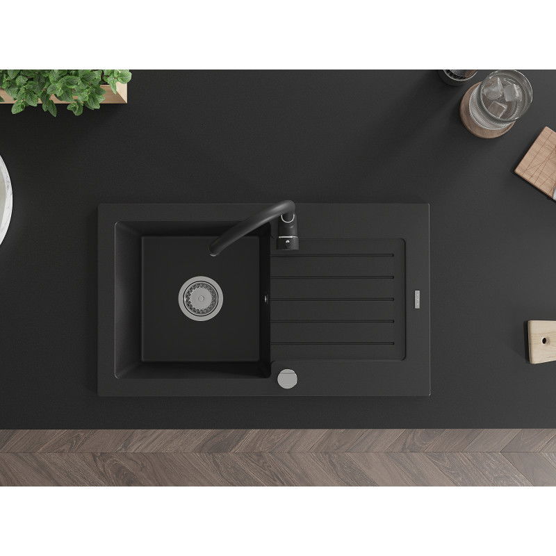 Mexen Pablo гранитна кухненска мивка с 1 корито, отцедник и кухненски