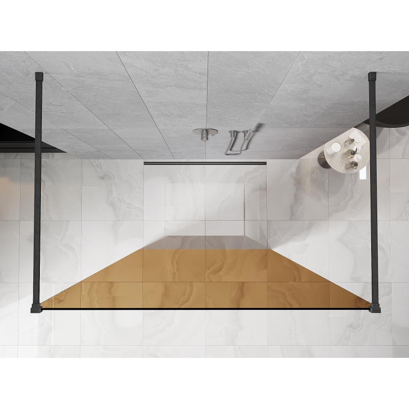 Mexen Kioto самостоятелна преграда за душ 110 x 200 cm, бронз 8 mm, четкано gun gray