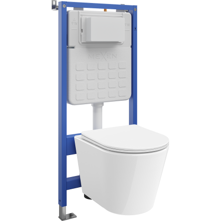 Mexen Rico скрит монтаж WC комплект Tex Slim със скелет WC и падаща седалка, бял