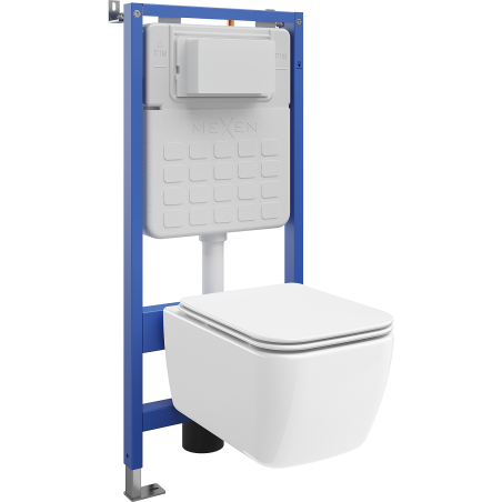 Mexen Stella вграден WC комплект Tex Air Slim с пневматична рамка, WC чиния и падаща
