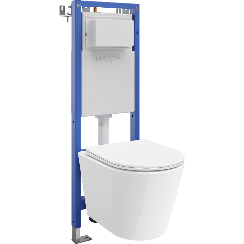 Mexen Rico подвесен WC комплект, тесен, ъгловият Tex W с тоалетна чиния и