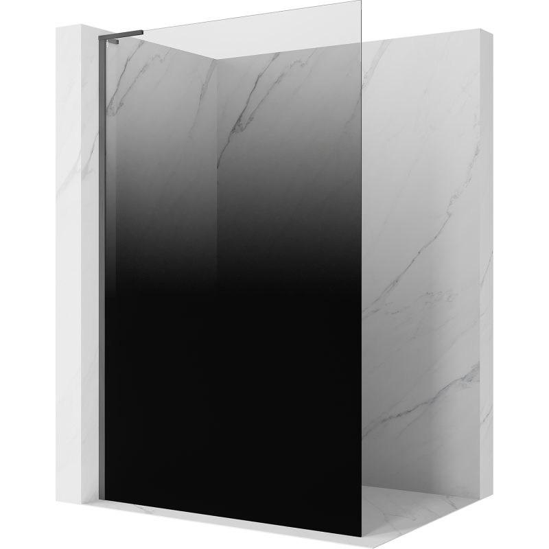Mexen Kioto L стенна преграда за душ Walk-in 80 x 200 cm, омбре черна 8 mm, gun gray четкана