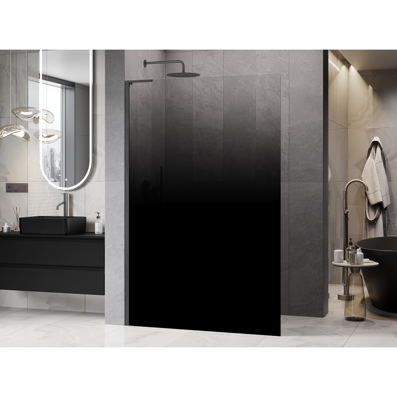 Mexen Kioto L душ стена Walk-in 100 x 200 см, омбре черен 8 мм, четкано оръжие сиво