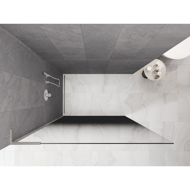 Mexen Kioto L стенна преграда за душ Walk-in 70 x 200 cm, градирна черна 8 mm, четкан