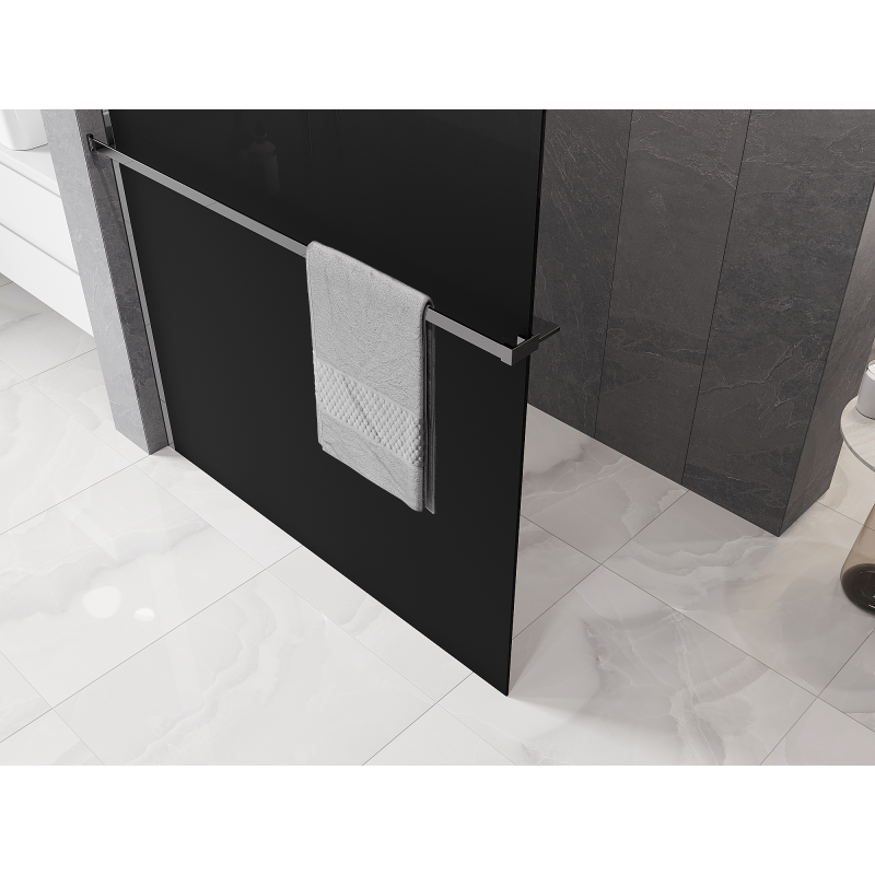 Mexen Kioto+ душ стена със стойка Walk-in 90 x 200 cm, омбре черна 8 mm, хром - 800-090-121-01-76