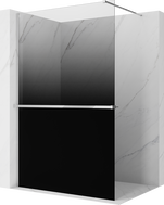 Mexen Kioto+ стена за душ с рафт Walk-in 140 x 200 см, омбре черна 8 мм, хром