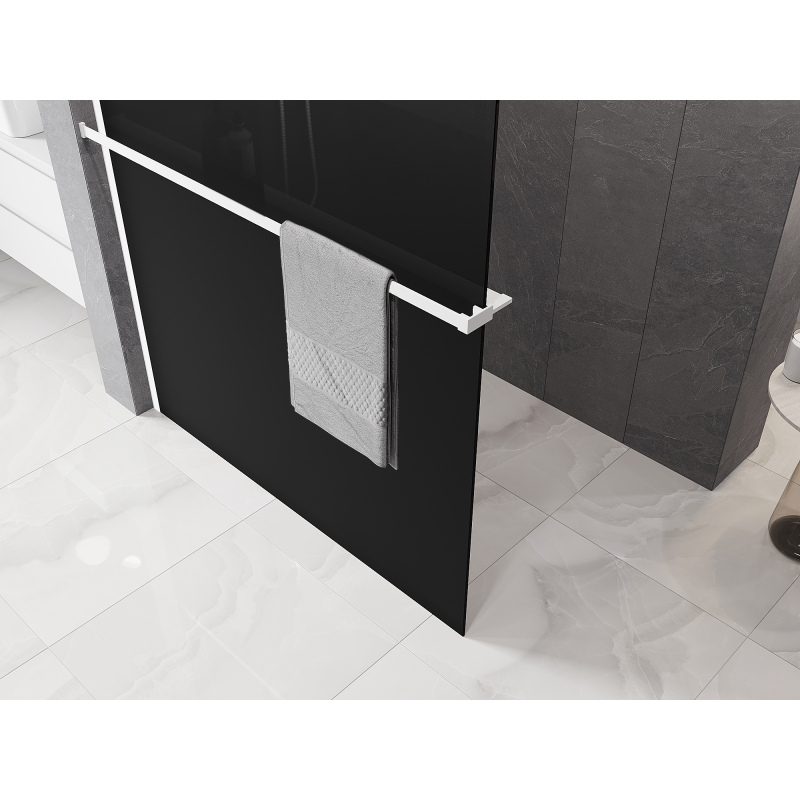 Mexen Kioto+ Душ преграда с рафт Walk-in 100 x 200 см, омбре черна 8 мм, бяла