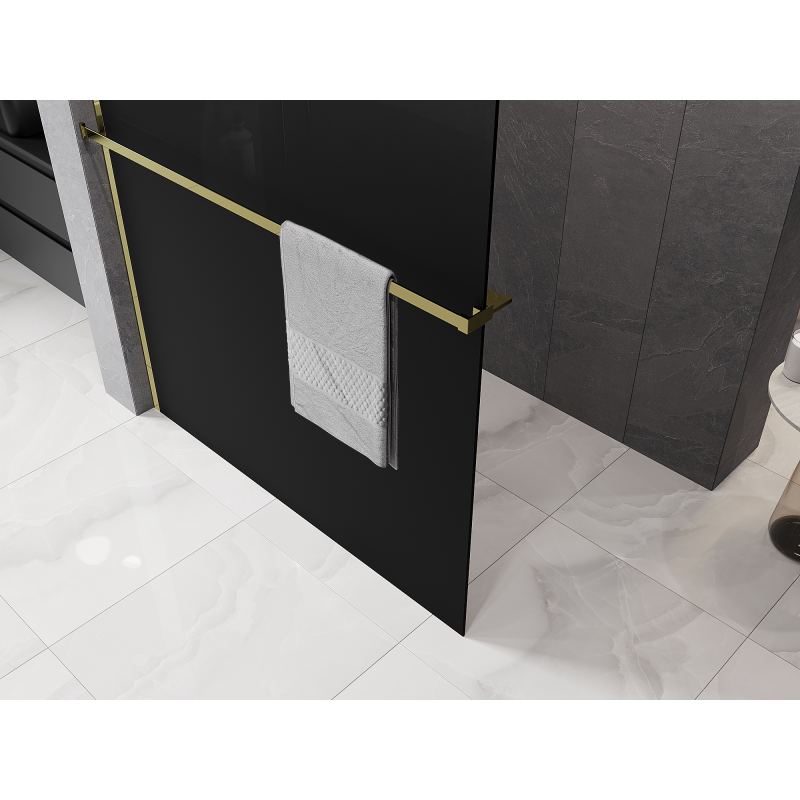 Mexen Kioto+ душ параван с рафт Walk-in 120 x 200 см, омбре черен 8 мм, златен