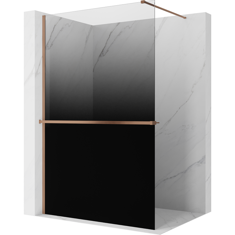 Mexen Kioto+ душна преграда със стелаж Walk-in 120 x 200 см, омбре черна 8 мм,