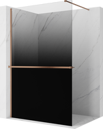 Mexen Kioto+ душна преграда със стелаж Walk-in 120 x 200 см, омбре черна 8 мм,
