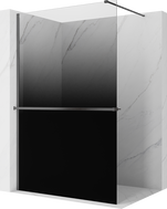 Mexen Kioto+ преграда за душ с рафт Walk-in 100 x 200 cm, омбре черна 8 мм, четкано