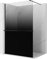 Mexen Kioto+ Душ стена с рафт Walk-in 110 x 200 см, омбре черна 8 мм, черна - 800-110-121-70-76