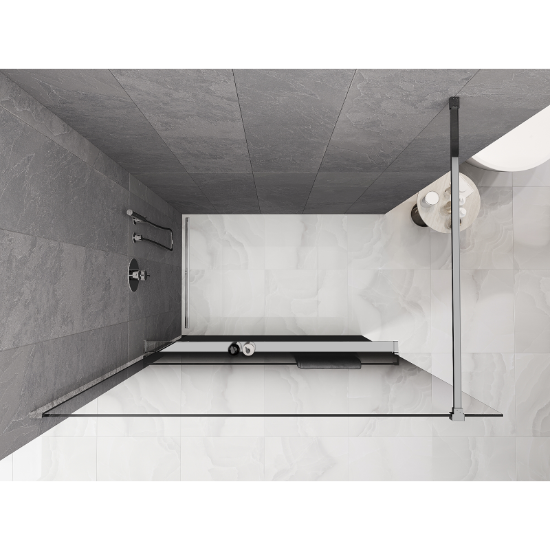 Mexen Kioto+ Душ параван с рафт Walk-in 80 x 200 cm, омбре черно 8 мм, хром - 800-080-121-01-76