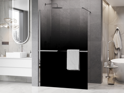 Mexen Kioto+ стена за душ с рафт Walk-in 140 x 200 см, омбре черна 8 мм, хром