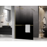 Mexen Kioto+ душ панел с рафт Walk-in 120 x 200 cm, омбре черно 8 мм, злато четкано