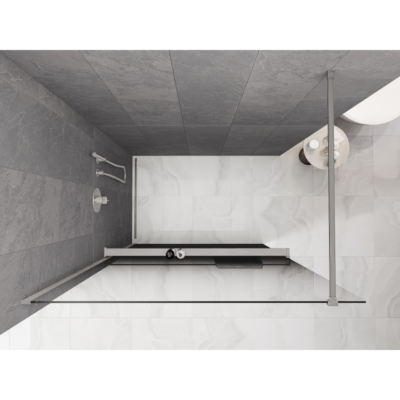 Mexen Kioto+ душ преграда с рафт Walk-in 140 x 200 см, омбре черна 8 мм, шлифован