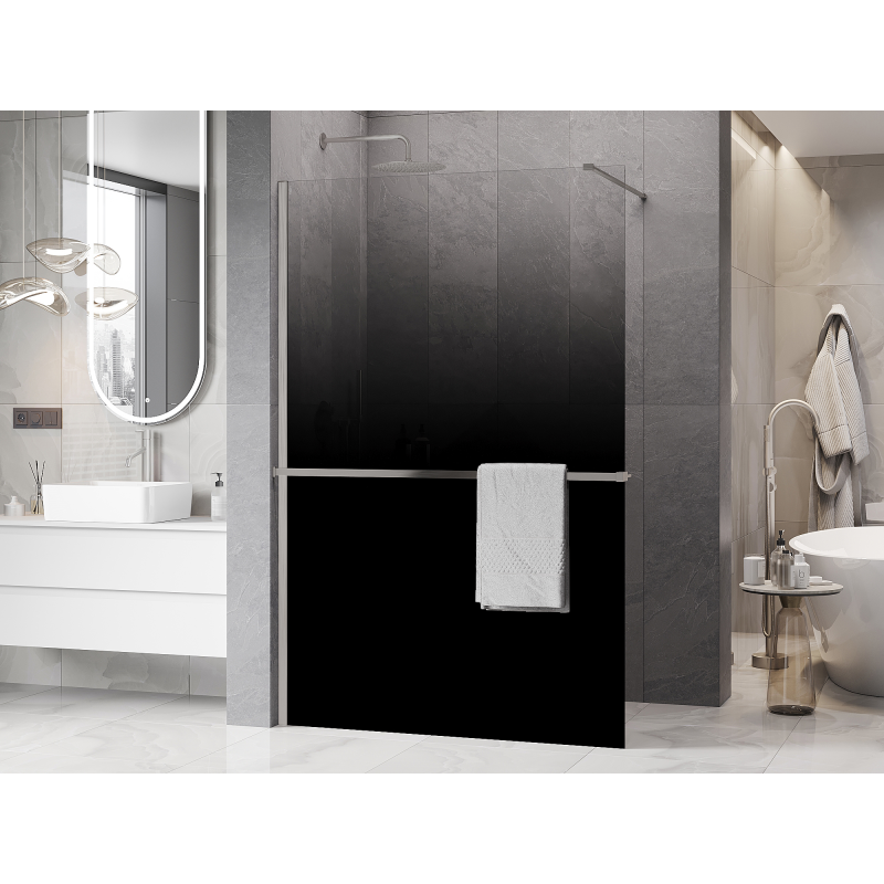 Mexen Kioto+ стенна душ панел с рафт Walk-in 150 x 200 см, омбре черна 8 мм, четкан