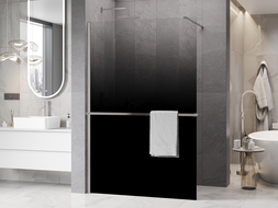 Mexen Kioto+ стенна душ панел с рафт Walk-in 150 x 200 см, омбре черна 8 мм, четкан