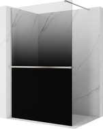 Mexen Kioto+ стенна душ панел с рафт Walk-in 150 x 200 см, омбре черна 8 мм, четкан