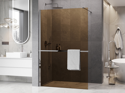 Mexen Kioto+ душ панел с рафт Walk-in 130 x 200 cm, бронз 8 mm, хром - 800-130-121-01-32