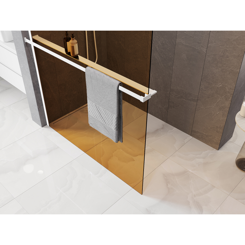 Mexen Kioto+ душ завеса с рафт Walk-in 80 x 200 см, бронз 8 мм, бял - 800-080-121-20-32