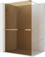 Mexen Kioto+ душ-параван със стелаж Walk-in 100 x 200 см, бронз 8 мм, златен