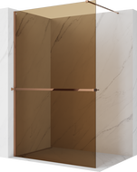 Mexen Kioto+ душ стена с рафт Walk-in 100 x 200 см, бронз 8 мм, розово злато