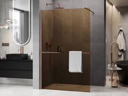 Mexen Kioto+ душ преграда с рафт Walk-in 140 x 200 см, бронз 8 мм, четкана мед