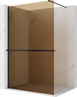 Mexen Kioto+ преграда за душ с рафт Walk-in 140 x 200 см, бронз 8 мм, черна - 800-140-121-70-32